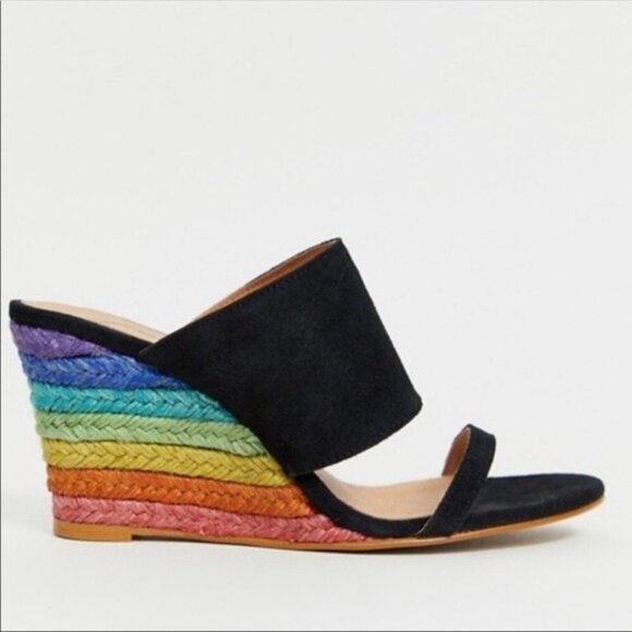 Free People Glorieta Suede Espadrilles | Mercari Free People Glorieta Suede Black Rainbow Wedge Sandals 38
